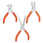 Kurtzy 3 Pack Mini Jewellery Plier Tool Kit Set with Soft Grip Handles - Precision Long Needle Nose, End Cutting & Combination Pliers - Tools for Making Crafts, Beading, Electrical & Electronics