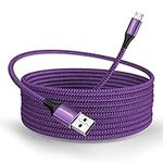 Micro USB Cable 3M Android Charger Cord Long Nylon Braided Sync and Fast Charging Cables Compatible with Samsung Galaxy S6 S7 Edge, Android & Windows Smartphones and More- Purple