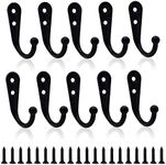 DAJMAIEZ 10 Pcs Coat Hooks, Single Prong Robe Hooks, Wall Mounted Clothes Hooks, Wall Hanging Hangers Hooks, Metal Hats Towels Doors Hooks Wall Mounted for Kitchen Bathroom with 14mm Screws
