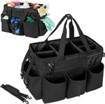 BQKOZFIN Wearable Cleaning Caddy Bag with Detachable Dividers, Cleaning Caddy Organizer with Handles & Shoulder Strap, Cleaning Supplies Tote Bag for Cleaners & Housekeepers, 20x38x26CM (Black)