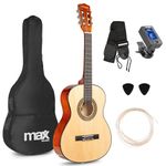 MAX SoloArt Junior 3/4 Starter Acoustic Guitar Kit - Natural Wood Childrens Beginner Guitar with Bag, Strap & Plectrums, Childrens Wooden Beginner Acoustic Instrument