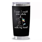 wodealmug Women's I Wish I Could Stab Idiots Unicorn Travel Coffee Mug Thermal Insulated Tumbler Cup with Lid 20 OZ