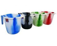 (Set of 3) Tie Dye Design 1.5 Litre Plastic Water Jug with Handle and Spout Kitchen Plastic Mugs for Bathroom, Hair Washing Jug (Assorted Colours)