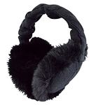 HEAT HOLDERS - Ladies Winter Warm Knitted Ear Muffs | Faux Fur | Cold Weather (One Size, Black)