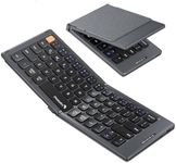 ProtoArc Foldable Compact Keyboard, XK04 Portable Bluetooth Keyboard with PU Leather Cover, Pocket-Sized Wireless Travel Keyboard for iPad, iPhone, Smartphone, Tablet and Laptop- Gray