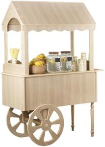 ZETY Candy Cart with Wheels and Cake Stand, Light Natural Finish, 68 in | Moulded PVC in a light natural finish, removable upper shelf for one or two tier display, wipes clean, rolls on wheels