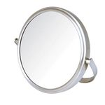 Jerdon MC109N Dual-Sided 5X/1X Magnification Table Top Makeup Mirror, Nickel Finish, 1 Count