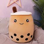 Cartoon Milk Tea Cup Shaped Pillow with Suction Tubes Stuffed Soft Cushion for Kids Birthday Gifts