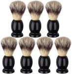 7Pcs Men Shaving Brushes Wood Handle, Professional Salon Tools Hand Crafted Shaving Brush Wood Handle Shave Brushes Handmade Pure Badger Hair Brush for Men Beard