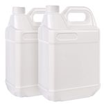 BPFY 2 Pack 1 Gallon Clear Plastic Jugs with Lids, Water Jug Storage Containers with Ergonomic Handle, HDPE Containers for Water, Sauces, Beverage, Soaps, Liquids