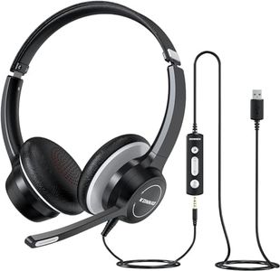 KONNAO Casque USB avec Microphone, Casque d'ordinateur Filaire de 3,5 mm avec Microphone à réduction de Bruit, Casque stéréo pour PC, contrôle en Ligne, Casque de Travail pour Skype Zoom-Noir