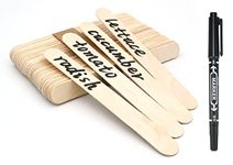 KINGLAKE 50Pcs Wooden Plant Labels with a Marker Pen, Wooden Plant Markers Sign Garden Labels Tags for Potted Plants Herb Seed Vegetable Flowers (15x1.6cm)