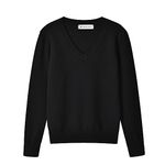 SMINLING Pinker Boys Girls Sweater Pullover V-Neck Long Sleeve Cotton School Uniform(Black,9-10Years)