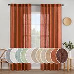 MIULEE Rust Linen Curtains 84 Inch Length for Bedroom Living Room, Soft Thick Linen Textured Window Drapes Semi Sheer Light Filtering Back Tab Rod Pocket Burlap Look Christmas Decor, 2 Panels