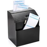 Lawei Steel Suggestion Box with Lock Wall Mountable - Black Donation Box Collection Box Ballot Box Key Drop Box