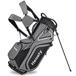 Henoty Golf Stand Bag 14 Way Top Dividers Ergonomic, Lightweight Golf Stand Bag with Stand 8 Pockets, Cooler Pouch, Dust Cover, Backpack