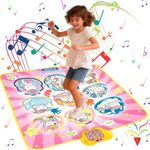 TocsQron Dance Mat for Kids, Electronic Dance Pad Toys for Girls and Boys, Light-up LED Kids Musical Mat with 5 Game Modes,Christmas Birthday Gifts for 3-12 Years Old Toddlers (Pink)