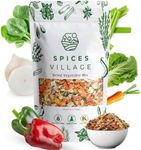 SPICES VILLAGE Dried Ramen Toppings [ 1 lb ] - Dehydrated Vegetables Mixed Vegetables Flakes, Mix of Carrot, Onion, Red & Green Bell Pepper, Celery, Cabbage & Spinach Flakes - Kosher, Gluten Free, Non GMO, Resealable Bulk Bag