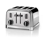 Cuisinart 4 slice toaster | Wide slots, ideal for thick bread and bagels | 6 browning levels plus defrost | Wide slots, High lift lever | Matching kettle available | Stainless Steel