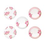 Laura Ashley LA10-57 Cake Plate, Medium Plate, Diameter 6.5 inches (16.5 cm), 5-Piece Set, Rose Couture, Rose, Pink, Plate, Floral Pattern, Gift, Women, Stylish, Plates and Dishes Set, Made in Japan