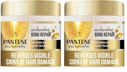Pantene Molecular Bond Repair Intensive Hair Mask with Biotin 300ml. Pro-V Concentrated Formula for Extremely Dry Damaged Hair. Leaves Hair Visibly Healthier, Strengthened and Regenerated (Pack of 2)