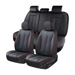 Coverado Auto Seat Covers, Premium Nappa Leather Front and Rear Seat Covers 5pcs, Universal Car Seat Protectors Full Set Universal Fit for Most Cars, Sedans, SUVs and Trucks, Red