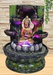 Welcome Home Decor Resin Lord Buddha Tabletop Waterfall Fountain Fengshui Indoor Decoration Zen Fountain for Home Office Bedroom Decor Multicolour - 20 x 20 x 25 cm