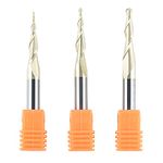 SpeTool 3Pcs Carbide Ball Nose Router Bit CNC End Mill 1/16 1/32 1/64 Cutting Radius for Wood 3D Carving Engraving MDF Oak