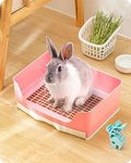 Baffect Corner Rabbit Litter Tray Corner Toilet House,Large Size Rabbit Cage Litter Box with Removable drawer for Small Animal Rabbit Guinea Pig L (Pink)