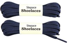 Stepace [2 Pairs] Flat Elastic Shoe Laces for Sneakers 31"-63" Length 11 Colors Stretch Shoelaces Navy blue 80