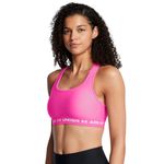 Under Armour Women’s Crossback Mid Impact Sports Bra, (656) Rebel Pink/Rebel Pink/White, Medium