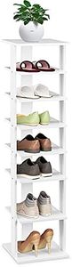 Giantex 7-Tier Vertical Shoe Rack, Shoe Storage Tower with Multiple Layers, Detachable Board, Different Gaps, Entryway Shoe Shelf Organizer for Narrow And Small Space (White)