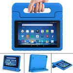 FINDING CASE for All-New Amazon Fire 7 with alexa Tablet Case(9th & 7th & 5th Gen,2019 & 2017 & 2015 Release) -ShockProof Handle Foam Stand Protective Cover for fire 7 " Tablet blue