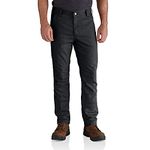 Carhartt Men's Rugged Flex Straight Fit Canvas 5-Pocket Tapered Work Pant, Black, 34W / 32L