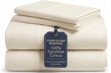 Good Sleep Bedding Cotton Sheets: 100% Long Staple Egyptian Cotton Queen Size BedSheets, 4 Piece Cotton Ivory Sheet Set, Fits Mattress Upto 16 Inches Deep Pocket - 4 Pc Sheet Set