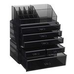 SONGMICS Cosmetic Organizer Acrylic Makeup Organizer with 6 Drawers Storage Box for Bathroom Bedroom Lipstick Eyeshadow Nail Black JKA009BK