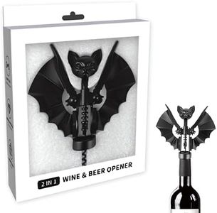 Ghost Bat Bottle Opener, Aluminum Alloy 2-in-1 Wine & Beer Opener, Suitable for Kitchens and Home Bars, Halloween and Gothic Decorative Ornament, Unique Gift for Wine Lovers