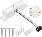 Automatic Spring Door Closer, Adjustable Door Spring Closer for Interior Door, Quiet Auto Door Closing for Door Weights 20-35kg, with Adjusting Rod and Screws (White)