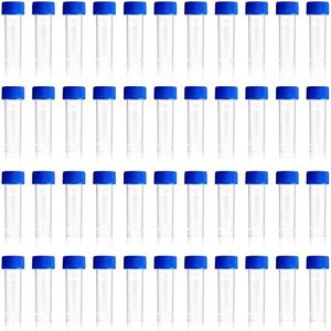 5ml Plastic Test Tubes Screw Caps Small Bottle Vial Storage Vial Storage Container for Lab-50pcs