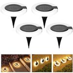 Homehop Solar Light Outdoor Waterproof Decorative 17 LED Disc Lamp Automatic for Home, Outdoor, Garden, Patio, Step, Pathway, and Stair (ABS, Pack of 4)