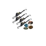 eSynic 4Pack Auto Retractable Ratchet Straps Direct 340kg & U-ring Pulling 680kg Capacity Heavy Duty 3.3M*25mm Retracting Ratchet Tie Down Straps with Hooks and Handles for Trailer, Motorcycle & Van