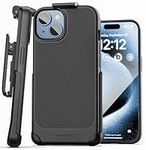 Encased Thin Armor Belt Case - Designed for iPhone 15 Case with Phone Holster Clip - Matte Black