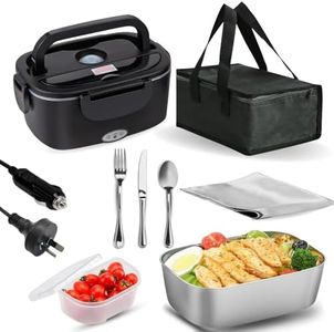 Electric Lunch Box, Food Heater Portable Warmer Leakproof Heated Box, 220V AU Socket, Heating Microwave for Car/Home with 1.5L Removable Stainless Steel Container with Spoon,Fork,Knife & Napkin,Bag