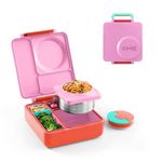 Omie B8983 OmieBox Kids Bento Lunch Box, Stainless Steel Bowl, Pink Berry
