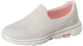 Skechers Womens GO Walk 5 Off White/Pink Walking Shoe - 6 UK (124033)