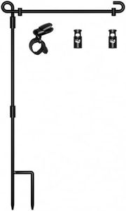 HOOSUN Garden Flag Stand, Premium Garden Flag Pole Holder Metal Powder-Coated Weather-Proof Paint with one Tiger Clip and two Spring Stoppers without flag