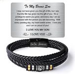 Temoto Gifts Sons Bracelet from Mom - Multi Layer Braid Leather Bracelet Son Gifts from Mom with Engraved Wallet Card,for Gifts for Him