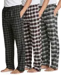 Real Essentials 3 Pack Mens Big & Tall King Size Pajama Pants Cotton Soft Pajamas Men Flannel Bottoms Fleece Buffalo Plaid Pj Lounge Pants Sleepwear Pijamas Hombres Woven - Set 2, 3X