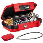 HUANLANG Portable Safe Lock Box with Combination Lock Mini Beach Travel Safe Waterproof Small Lockable Box with Removable Wire Rope Combination Safe Box for Dorm,Travel,Beach,Hotel,Car,Home,Office