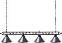 Wellmet 70 Inch Pool Table Light, 4-Light Billiards Light with Black Metal Shades, 8ft-11ft, Game Room, Black